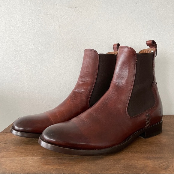 Frye Shoes - Frye Melissa Chelsea Ankle Boots Redwood Brown Leather Women's 8.5